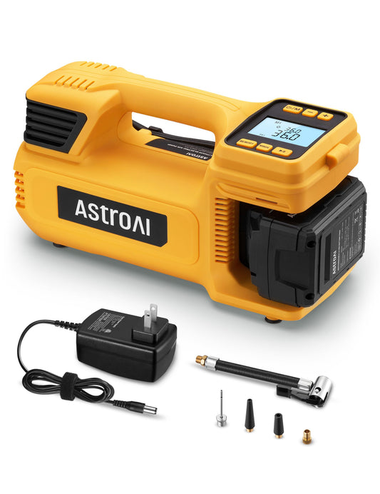 AstroAI TC4 Portable Air Compressor Tire Inflator, 470W 18V Cordless Air Pump for Truck Tires with 4000mAh Battery, 150PSI Heavy Duty Air Compressor with Digital Display for Car, RVs, SUV