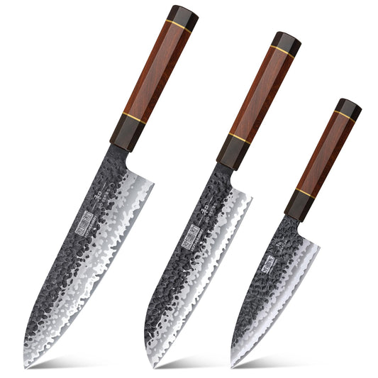 HOSHANHO Chef's Santoku Knife 7 Inch, Professional Japanese VG-10 Super Steel Chef Knife & 8 Inch Japanese Gyuto Chef Knife, 7 Layers High Carbon Steel VG-10 Kitchen Knife & 6 Inch Deba Knife