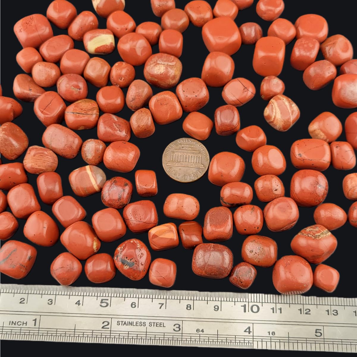 1,000 Carats Red Jasper Handpicked Tumbled Stones Crystals Chips 0.3''-0.5'' Bulk Pocket Stones for Healing, Reiki, Meditation, Witchcraft and Home Decorations (Red Jasper)