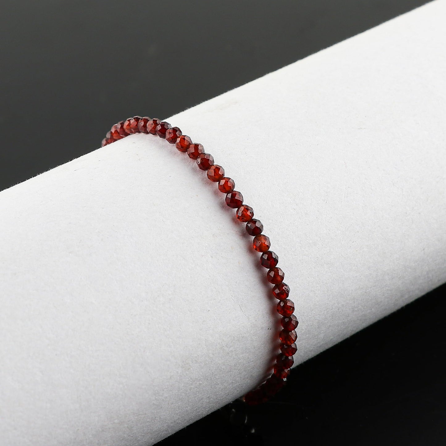 Thecraftman Natural Red Garnet Gemstone Round Beads Bolo Bracelet, Chakra Healing Crystals, Silver Plated, Adjustable Slider, Gift for Women, Birthday, Handmade, Adjustable Bracelets (Red Garnet)