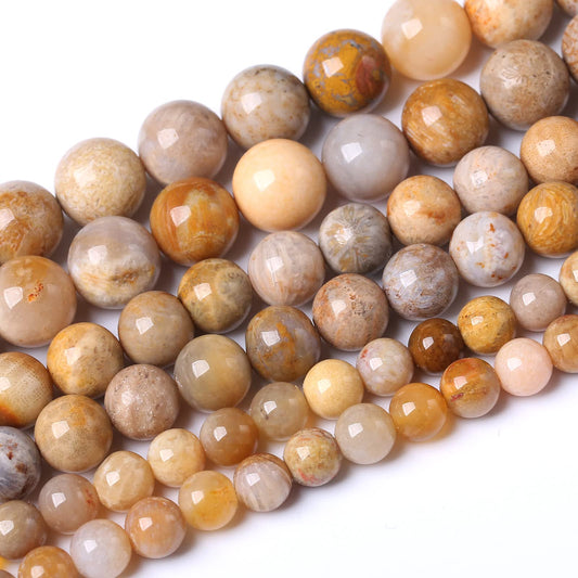 36PCS 10MM Natural Coral Jade Stone Beads Energy Healing Beads for DIY Jewelry Bracelet Necklace Making for Jewelry Making15Inch