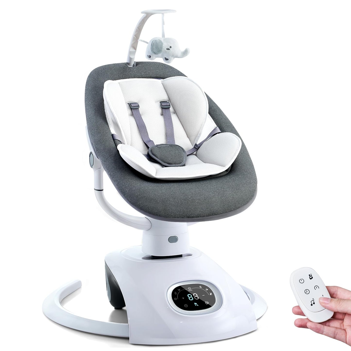 VaVaSoo Baby Swing for Infants Mamroo Electric Automatic Multi Motion Newborn for Girl & Boy with Remote Control, 5 Speed, 13 Melodies, Light Gray (Gary)