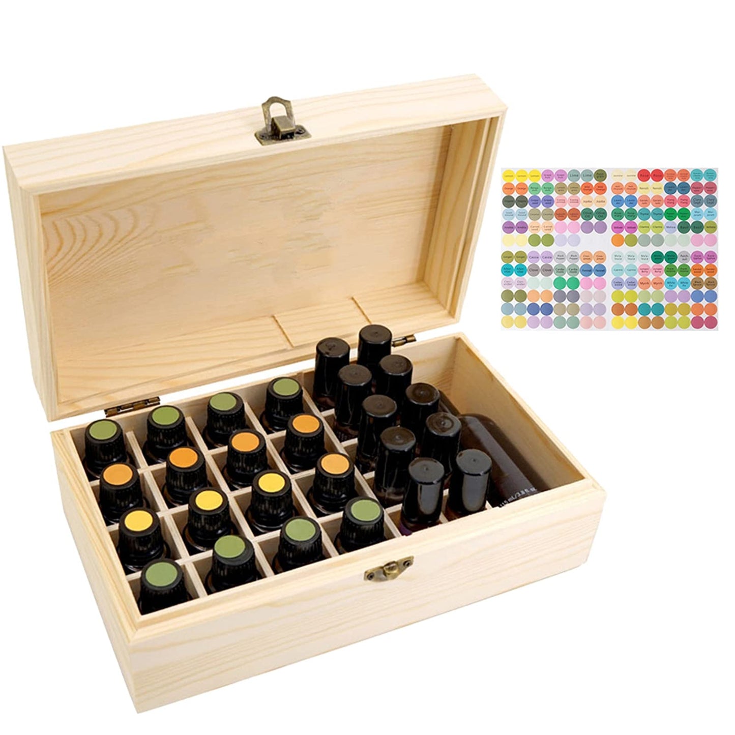 RoseFlower Wooden Portable Essential Oil Storage Box Home Fragrance Carrier Case, Holds 36 Bottles for 10, 15, 20, 50ml - Aromatherapy Organizer Nail Polish Fragrance Container - Keep Your Oils Safe