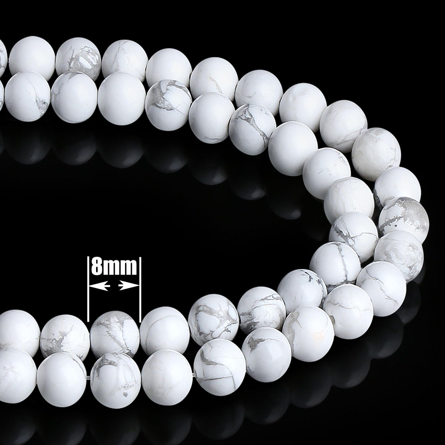 QINJIEJIE 100PCS Howlite Beads 8mm Natural Beads Round Loose Gemstone Bead for Bracelet Beading Crystal Jewelry Making DIY Necklace Earrings 0.32"