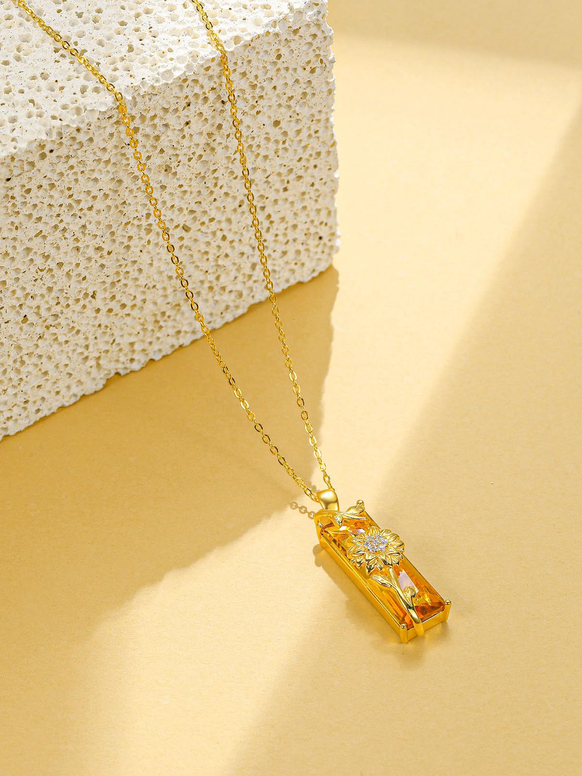 AENEAS Valentines Day Gifts for Women Her Sunflower Necklaces for Women 14K Gold Plated 925 Sterling Silver Sunflower Pendant Citrine Necklace Crystal Flower Jewelry Gift for Wife Her