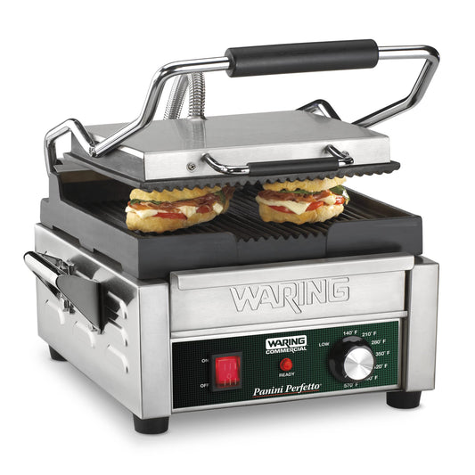 Waring Commercial WPG150 Compact Italian-Style Panini Grill, 120-volt, Silver