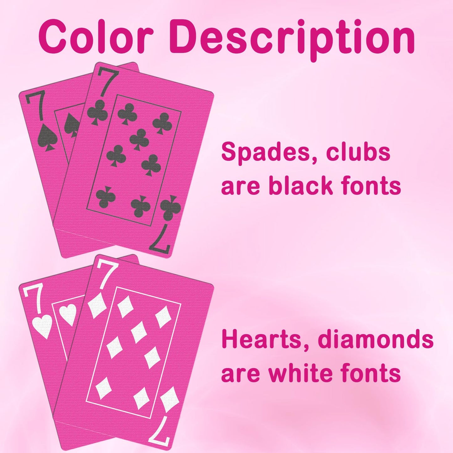 jakilee Pink Playing Cards 2 Pack, Cool Pink Deck of Cards, Large Print Index Cute Playing Cards for Birthday Parties, Bridal Shower, Poker Nights