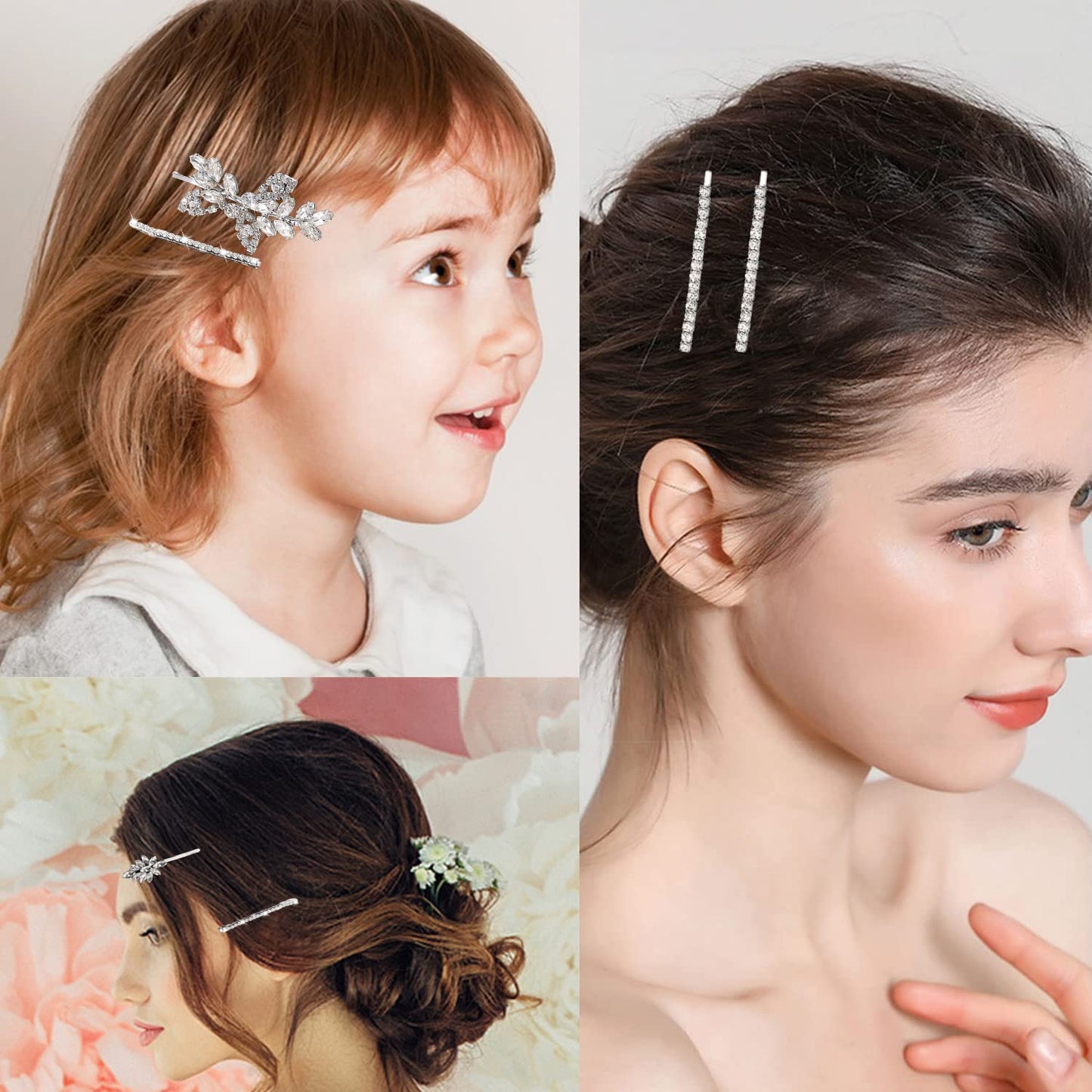 8 Pieces Rhinestone Bridal Hair Clip, Leaf Wedding Hair Pins Crystal Hair Clips, Rhinestone Jewelry Barrette Elegant Hair Accessories for Brides Bridesmaids Flower Girls…