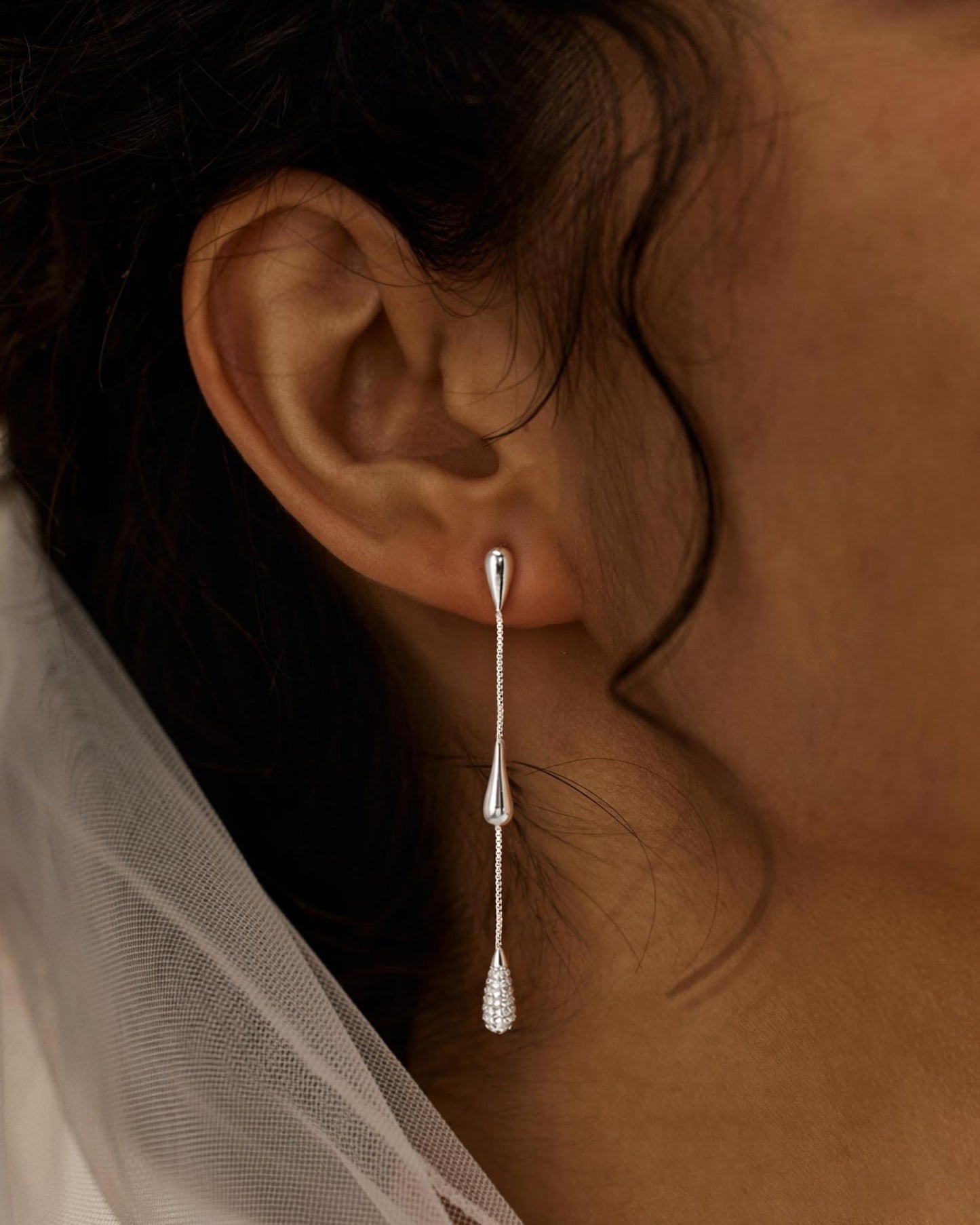 Asdecy 925 Sterling Silver Dangle Drop Earrings for Women Long Dangle Cubic Zirconia Elegant Prom Bridal Bridesmaid Wedding Anniversary Dangling Trendy Jewelry