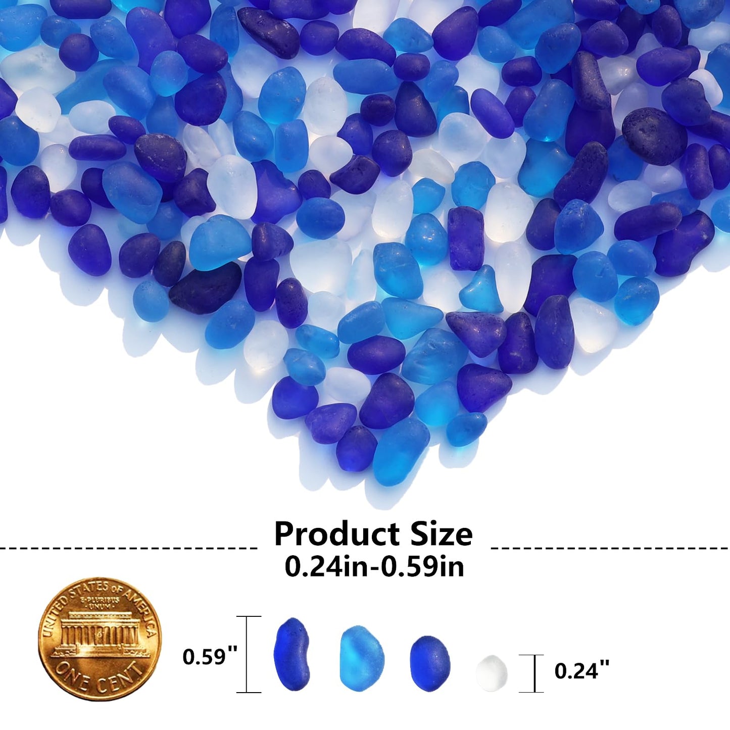 QYGL Sea Glass Stones - 2.9LB/46.4oz Blue Mixed Frosted Glass Pebbles Gemstones - Perfect for Aquarium Rocks, Fish Tank Gravel, Vase Fillers, Seaglass DIY Crafts, and Home Decor