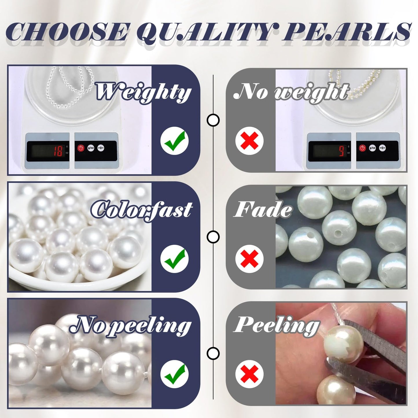 MJartoria Pearl Necklace for Men, 16''-24'' Pearl Necklaces for Women, 6/8mm White Pearl Choker Necklace Trendy Jewelry Gifts for Women Men (18 inches, 8mm)