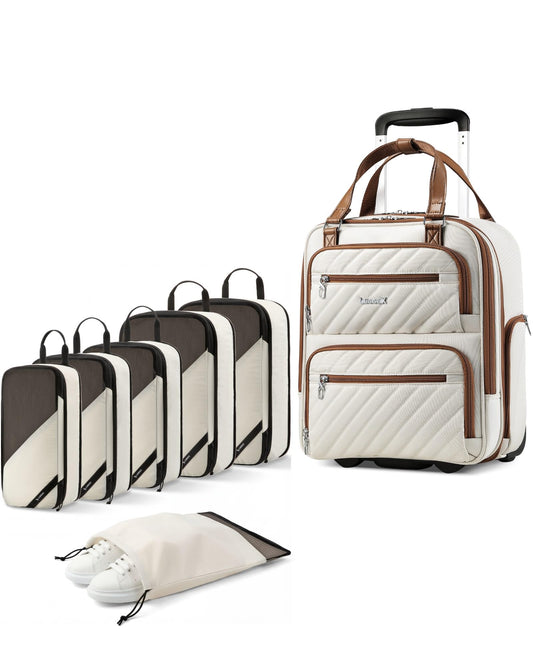 LUGGEX Underseat Carry On Luggage and 6 Set Packing Cubes Bundle – Travel Essentials