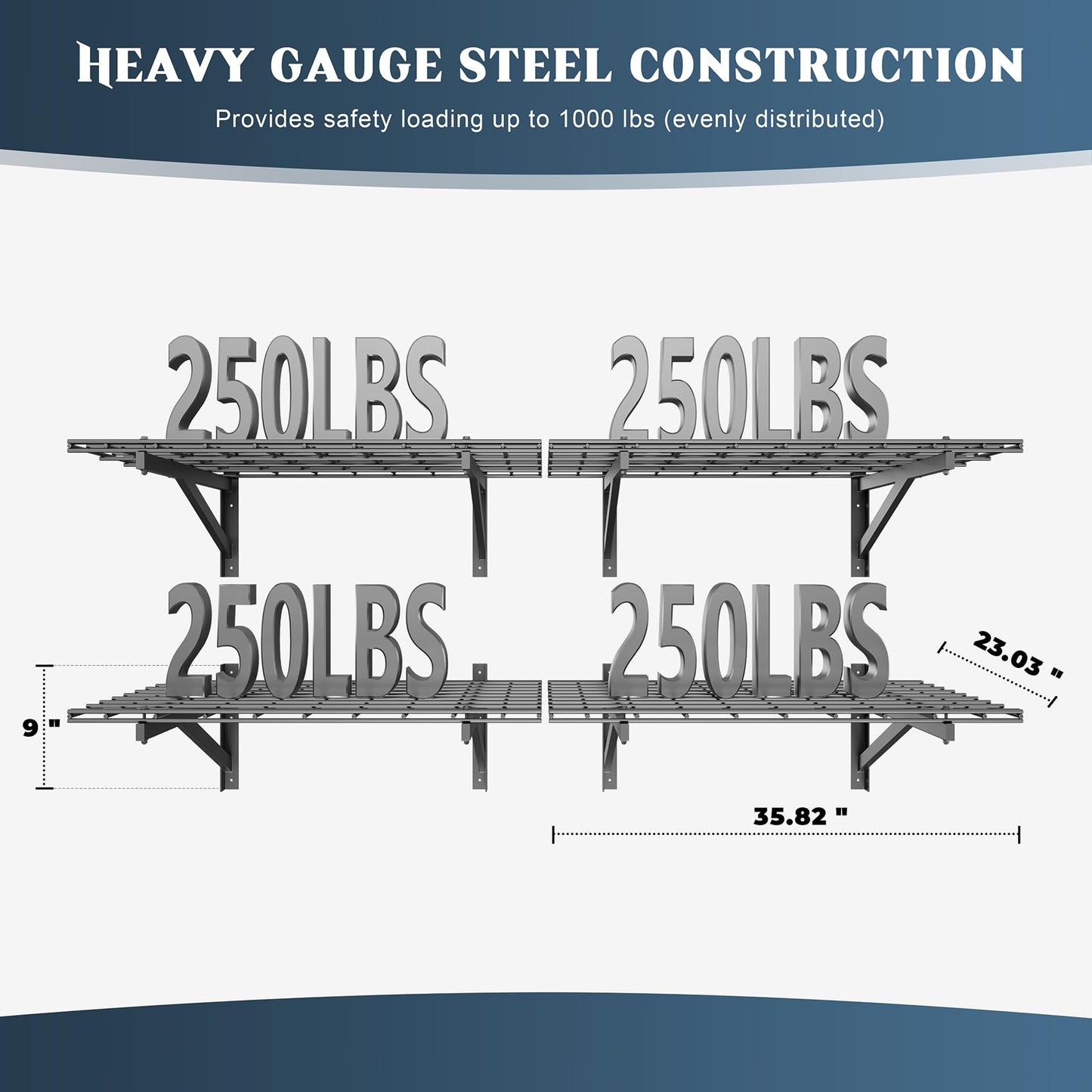 Jusgym 3X6FT Overhead Garage Storage Rack and 4 Pack Heavy Duty Garage Wall Shelving Set (2x3ft)