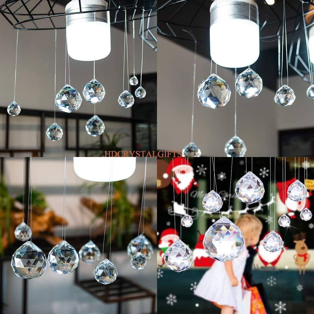 HDCRYSTALGIFTS 15pcs 30mm Clear Crystal Ball Prism Suncatcher for Window Hanging Rainbow Maker Sun Catchers Indoor Windows Chandelier Crystals Prisms Home Garden Wedding Party Decor Gift