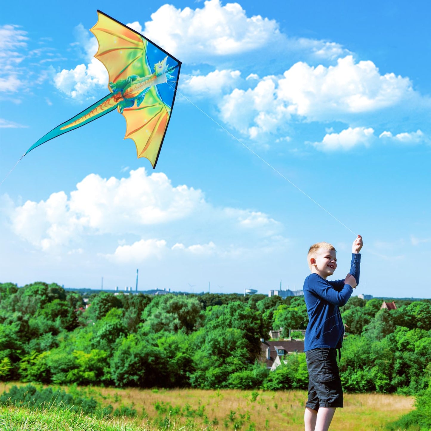 Xida Dragon Kites for Kids Ages 4-8, Kites for Adults, Easy to Fly Kite for Beginners, Boys & Girls, Durable and Quick Assembly, Perfect for Beach, Park, and Family Outdoor Activities