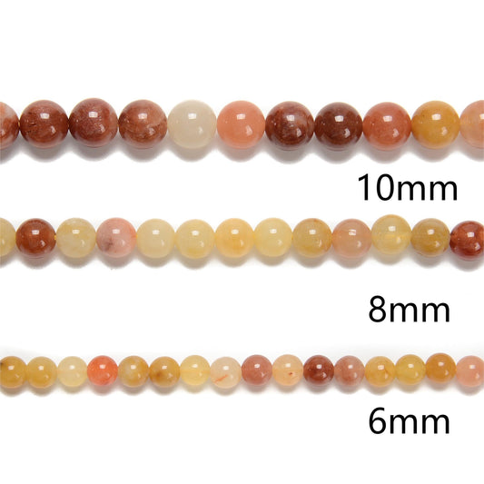 Land Long 120pcs(2 Strand/Set) 6mm Real Golden Jade Stone Beads with Energy Power, Smooth Round Gemstone Beads for Jewlery Bracelets Earrings Making DIY