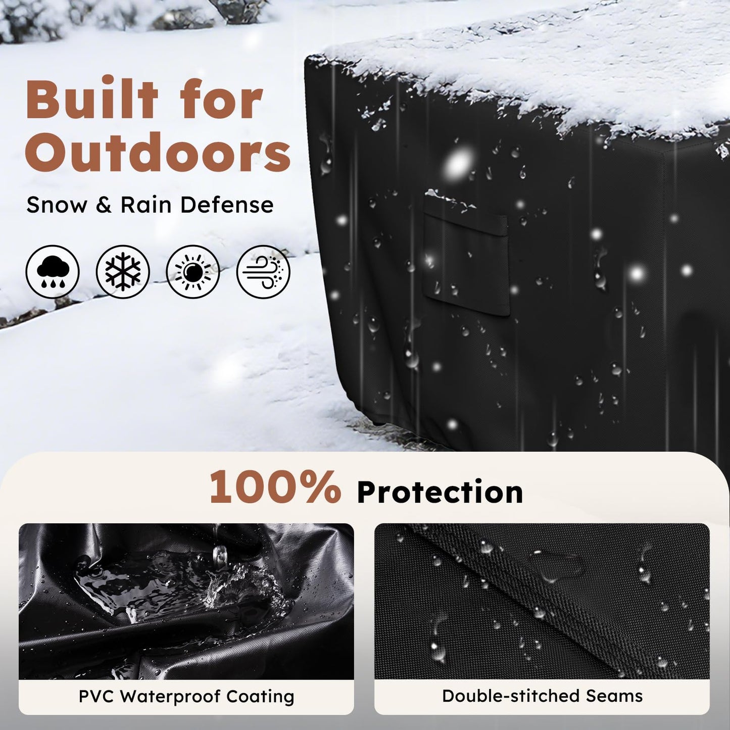 MR. COVER Square Fire Pit Cover 30 Inch, Heavy Duty 600D Waterproof Fire Pit Table Cover, Rip-Proof Fade Resistant Outdoor Firepit Cover with Drawstring & Air Vent, Fits