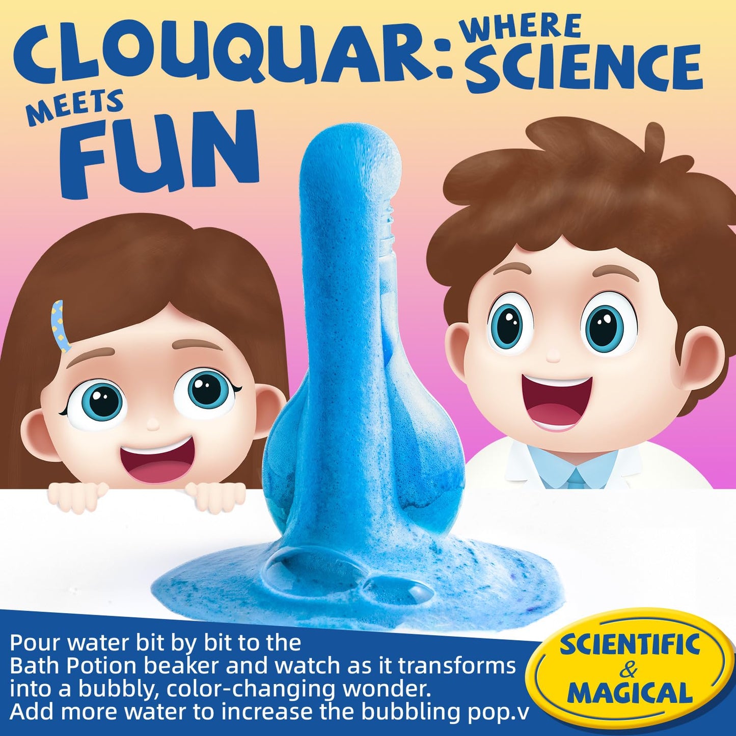 CLOUQUAR Kids Bath Bomb Potions, 6 Pack Non-Toxic Fizzy Bubble Bath Explosions, Colorful Burst Bath Potions for Kids, Scientific & Magical Bath Time Buddy, Fun & Educational Bubble Bath