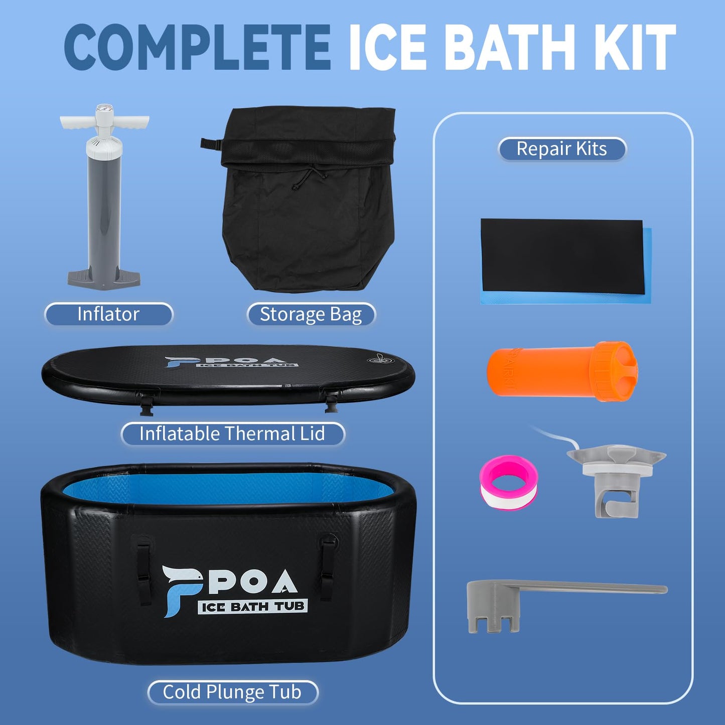 Poafamx Cold Plunge Tub, Inflatable Ice Bath Tub for Athletes Portable XXL Large Capacity with Insulated Cover for Recovery Cold Water Therapy Outdoor Indoor Use (Black, 155 Gal)