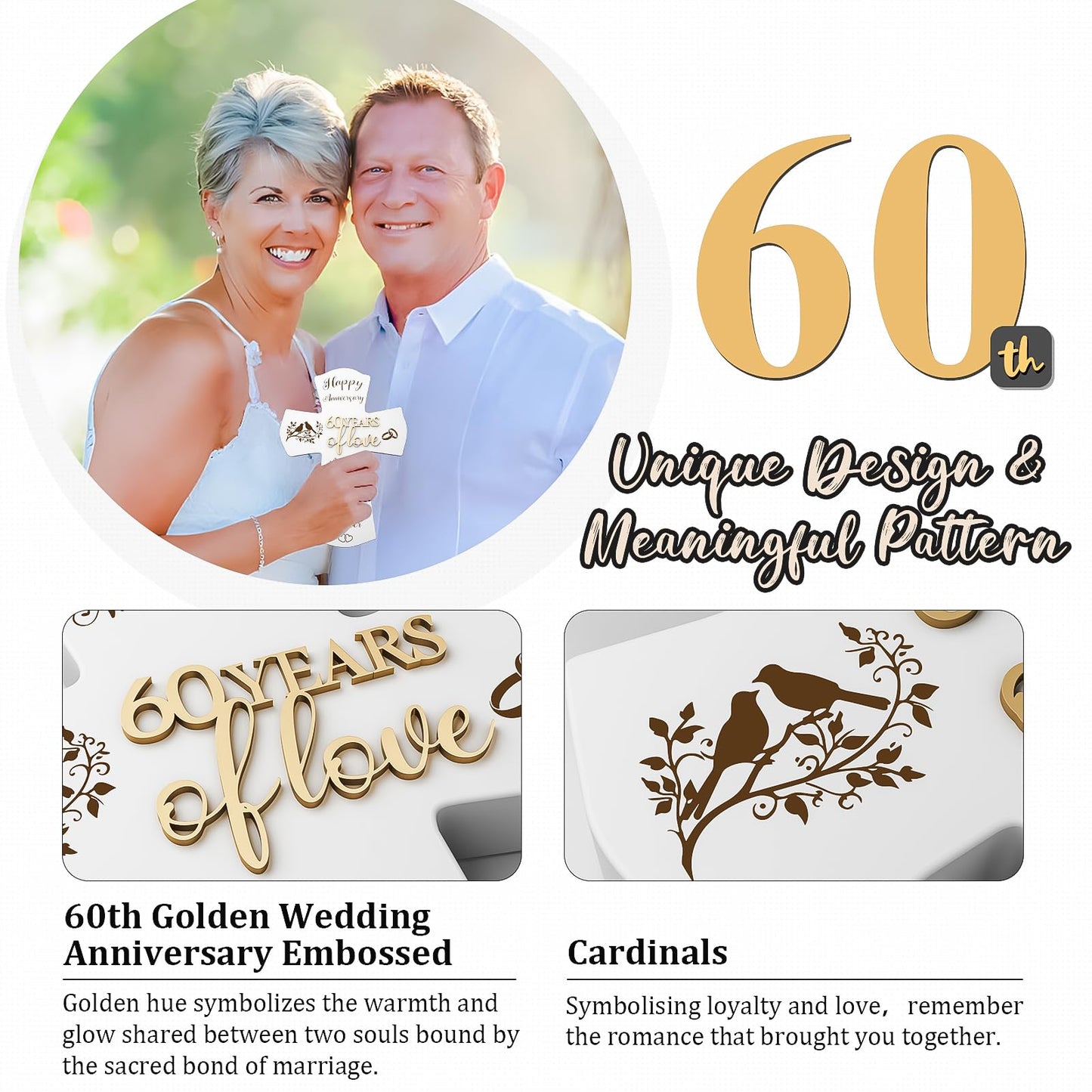 60th Anniversary Wedding Gifts for Wife Husband, Religious Cross Gifts for Women Men,60 year Romantic Anniversary Marriage Gift for Her,Him,Couple,Parents,Friends,Wedding Anniversary Decorations