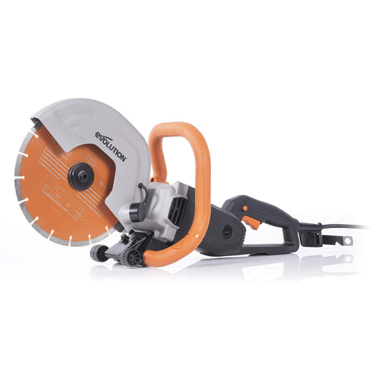 Evolution R255DCT - 10 In Concrete Saw (Aka Circular, Angle Grinder, Chop Saw, Cut Off, Demo, Disc Cutter, Power Cutter) - 15A Motor, No Gas - 4-1/16 In Cut - Incl Premium Diamond Blade