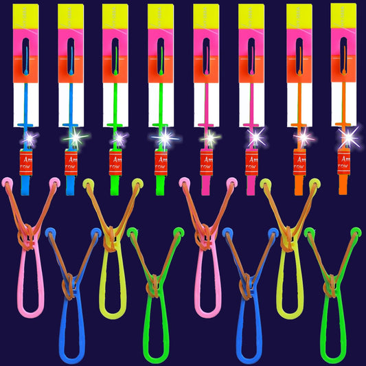 37 Sets Slingshot for Kids,Light Up Flying Toys,Glow In The Dark Party Supplies,Camping Essentials,Beach,Outdoor Games,Outside Toys,Valentines Day Gifts for Classroom,Party Favors for Kids 8-12 4-8