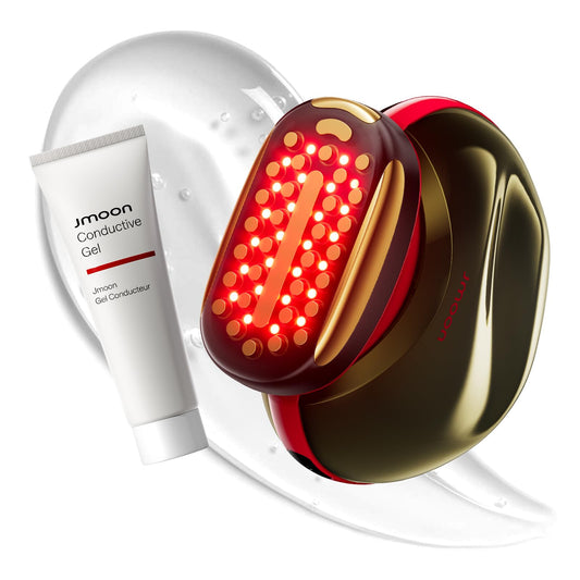 JMOON Microcurrent Facial Device, M30U Red Light Therapy for Face, Safe Anti Aging Skin Care, 4 Modes, 5 Energy Levels for Full Face Lift and Ideal for Smile Lines, Eyes, and Forehead (Red)