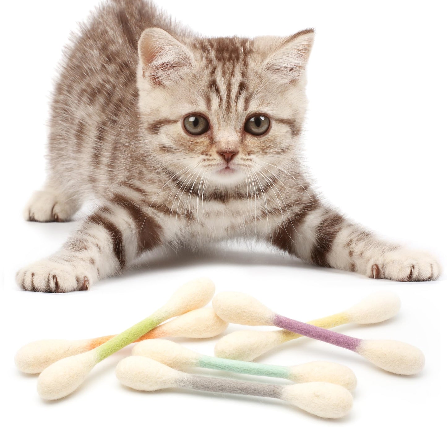 Glaciart One Swabs Cat Toys with Catnip - 6 Pk | Durable for Chew, Cute Cat Toys Interactive Kitty for Boredom, Exercise, & Play | Filled w/Organic Catnip for Anxiety & as Digestive Aid | Gift Idea