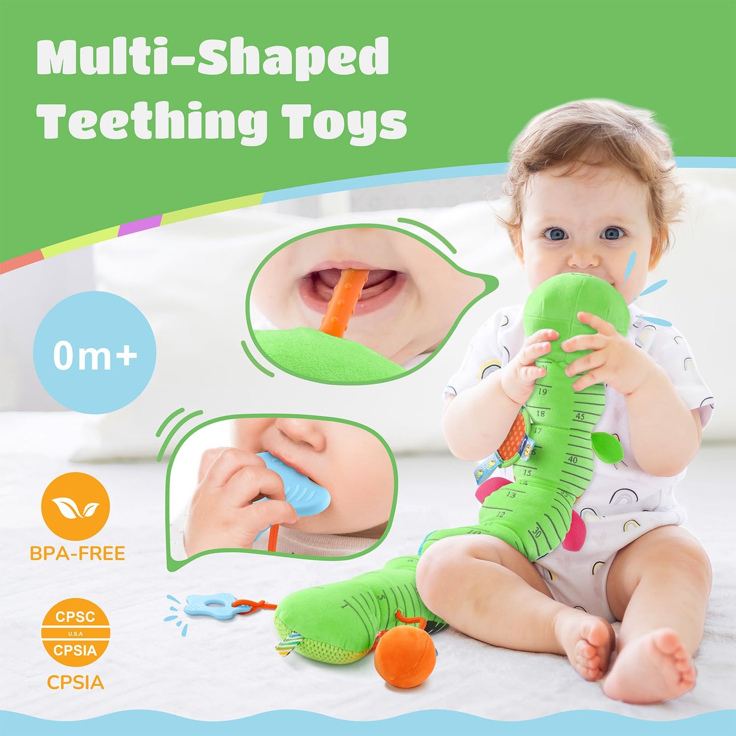 AWOTOY Baby Toys 6-12 Months Music Caterpillar Infant Toys Stuffed Animals 0-3-6 Months Tummy Time Teething Sensory Toys with Mirror Rattle&Pull String Boys Girls Birthday Gifts Easter Basket Stuffer