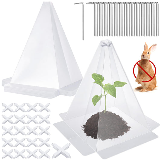 Niuyhe Garden Cloches for Plants, 20 Pack Plastic Small Plant Seedling Protector, Reusable Clear Bell Covers with 40pcs Metal Stakes, Mini Greenhouse Against Sun, Frost, Snails, Birds, 7.8" x 11"