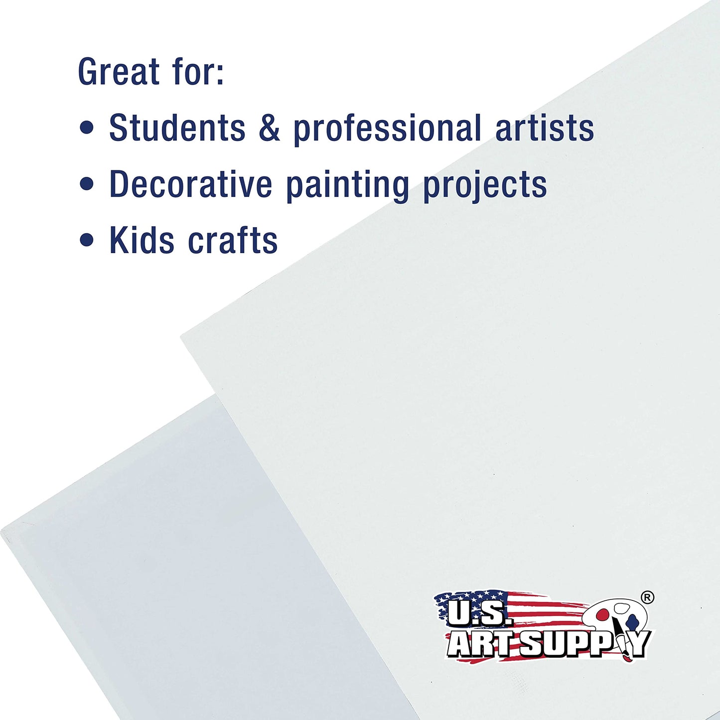 U.S. Art Supply 16 X 20 Inch Art Canvas Board Panels 4 Pack - 8 Ounce Heavyweight Cotton Acid Free Canvases for Painting Acrylics and Watercolor (1 Case of 4 Single Canvas Painting Panels)