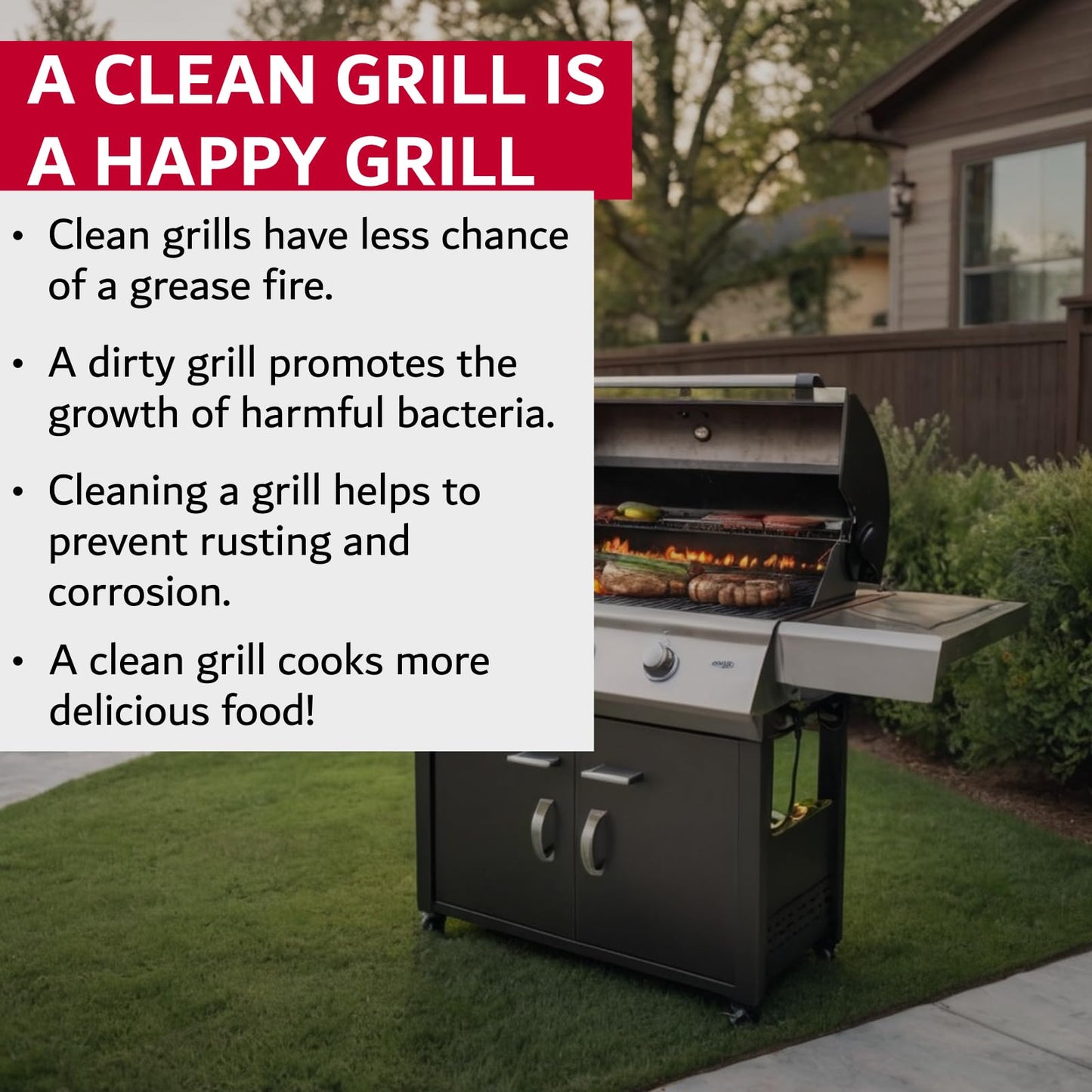 Chef Master Grill Brush with Scraper Head – Heavy-Duty Wire Bristle Cleaner - Grill Barbecue Cleaner for Outdoor - Ergonomic Handle, Outdoor BBQ Tool & Accessories - 90044