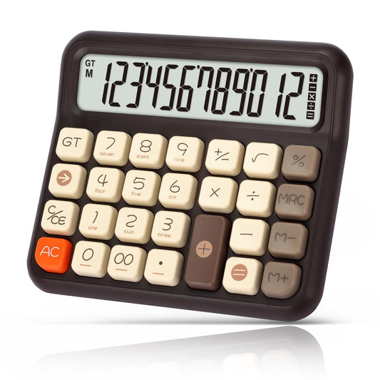 Desktop Calculator Extra Large 5in LCD Display 12-Digit Big Button Giant Accounting Calculator, Battery & Solar Powered, for Office Business & Home(OS-6815)