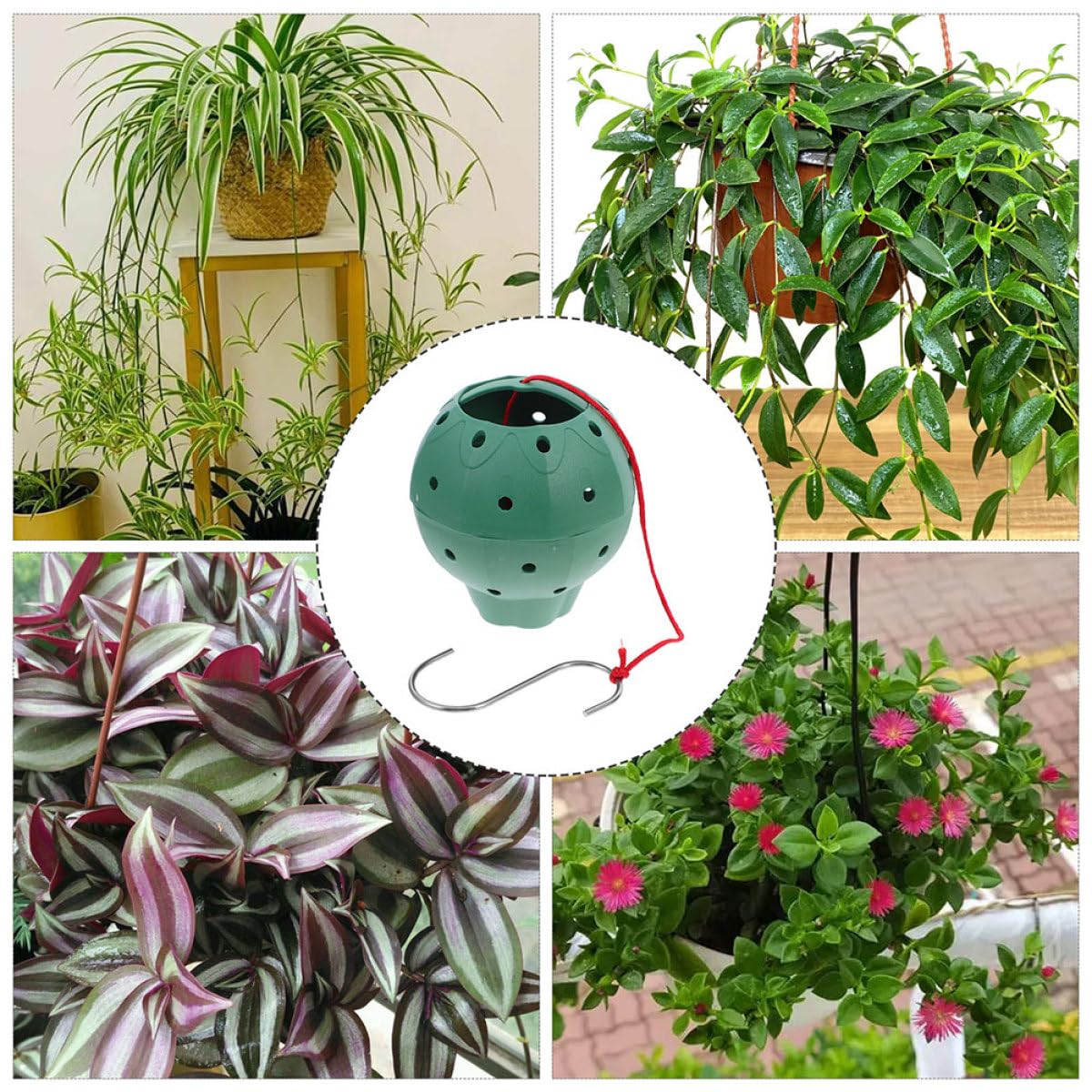 NUOBESTY 5pcs Slotted Strawberry Jar Planter Pots for Succulents and Orchids, Plastic Hanging Garden Plant Containers with Side Openings for Propagation and Outdoor Use