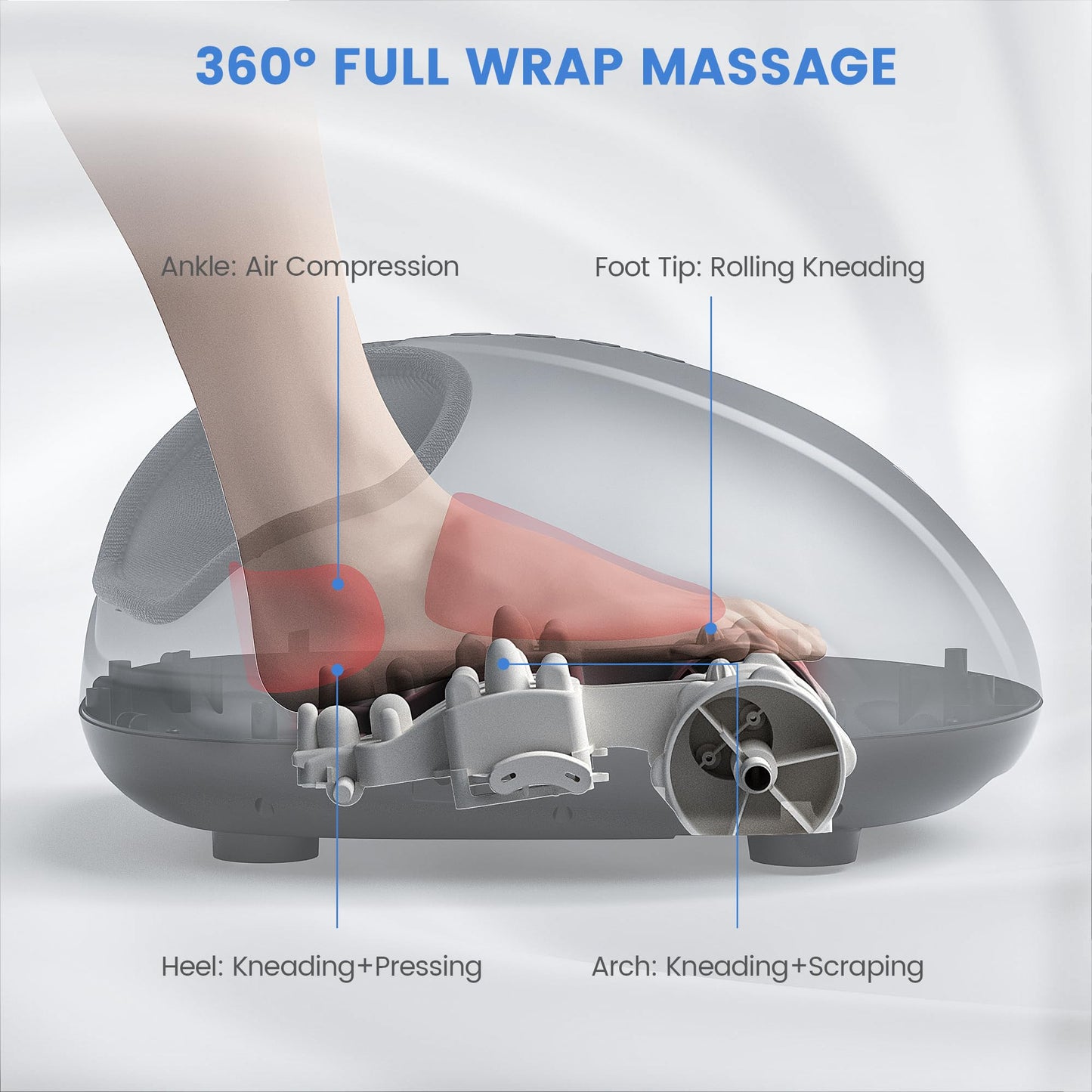 Breo Foot Massager with Heat, Deep Tissue Kneading, Shiatsu Massage Machine for Relax, Relieve Foot Pain, Plantar Fasciitis, Fits Feet Up to Men Size 14, Mother's Day Gift
