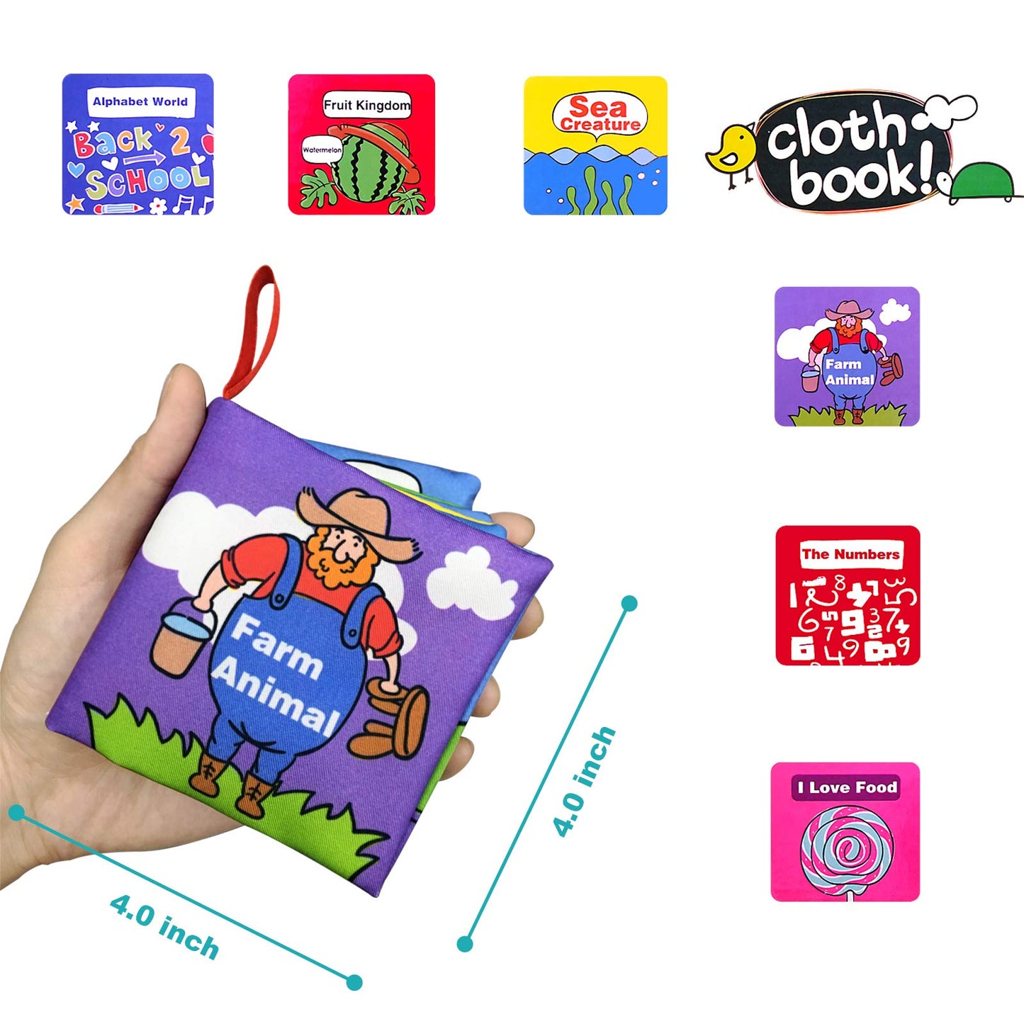 Soft Cloth Books for Baby, Toddler and Infant - Let's Learn Together, Educational Toy for Boy & Girl, Shower Gift for Baby, Pack of 6