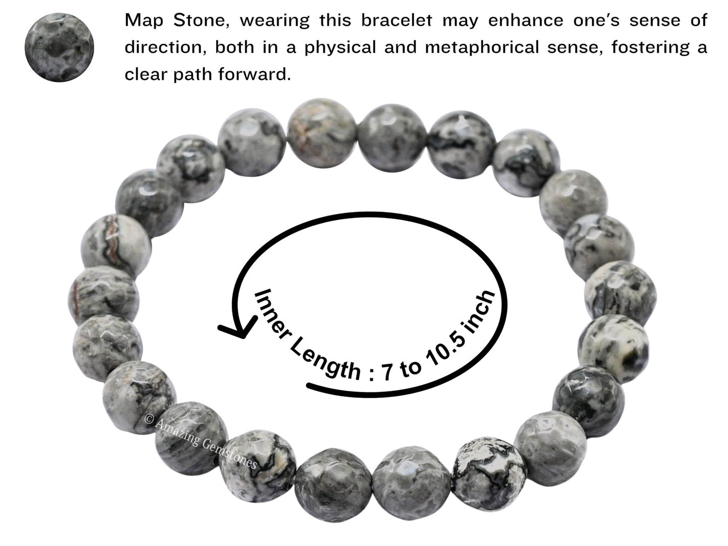 Amazing Gemstone Map Stone Bracelet for Women - Chakra Mens Bracelet Protection Crystals&Healing Stones - Blessing Bracelet Spiritual Meditation Gift (Faceted Beaded Bracelet)