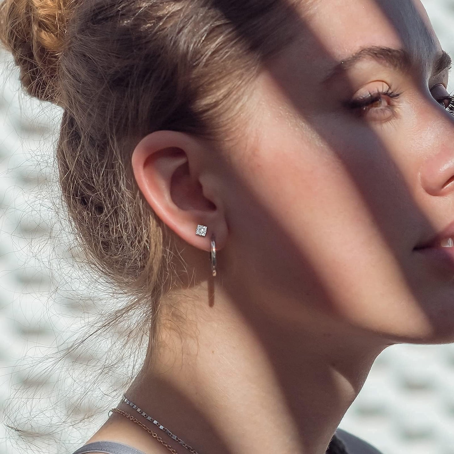 Limerencia G23 Pure Titanium Earrings F136 Implant Grade Titanium Studs 20G Hypoallergenic Round Cubic Zirconia/Princess-Cut/Square/Ball Earrings for Women Men Sensitive Ears(3mm Square CZ)