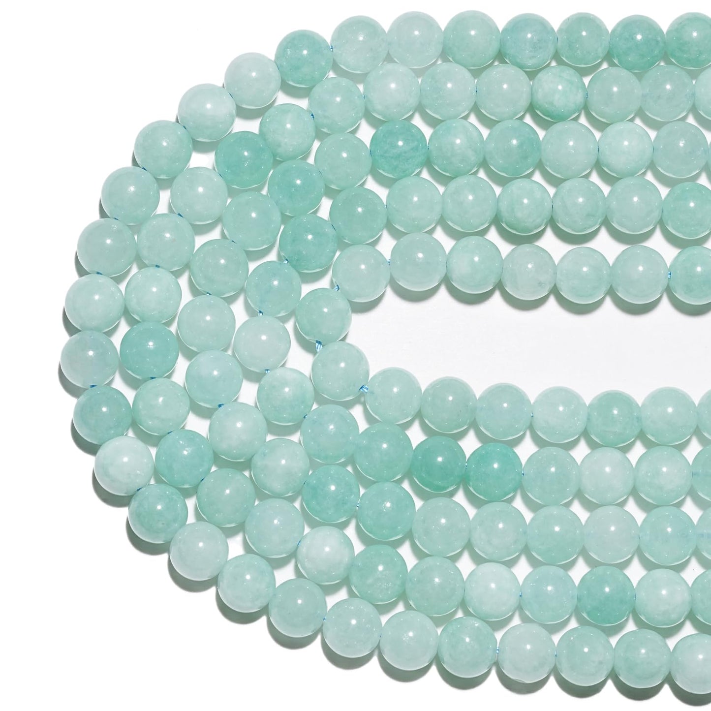 10mm Natural Cyan Angelite Gemstone Beads Polished Round Smooth Stone Beads for Bracelets Jewelry Making 15inch Loose Beads