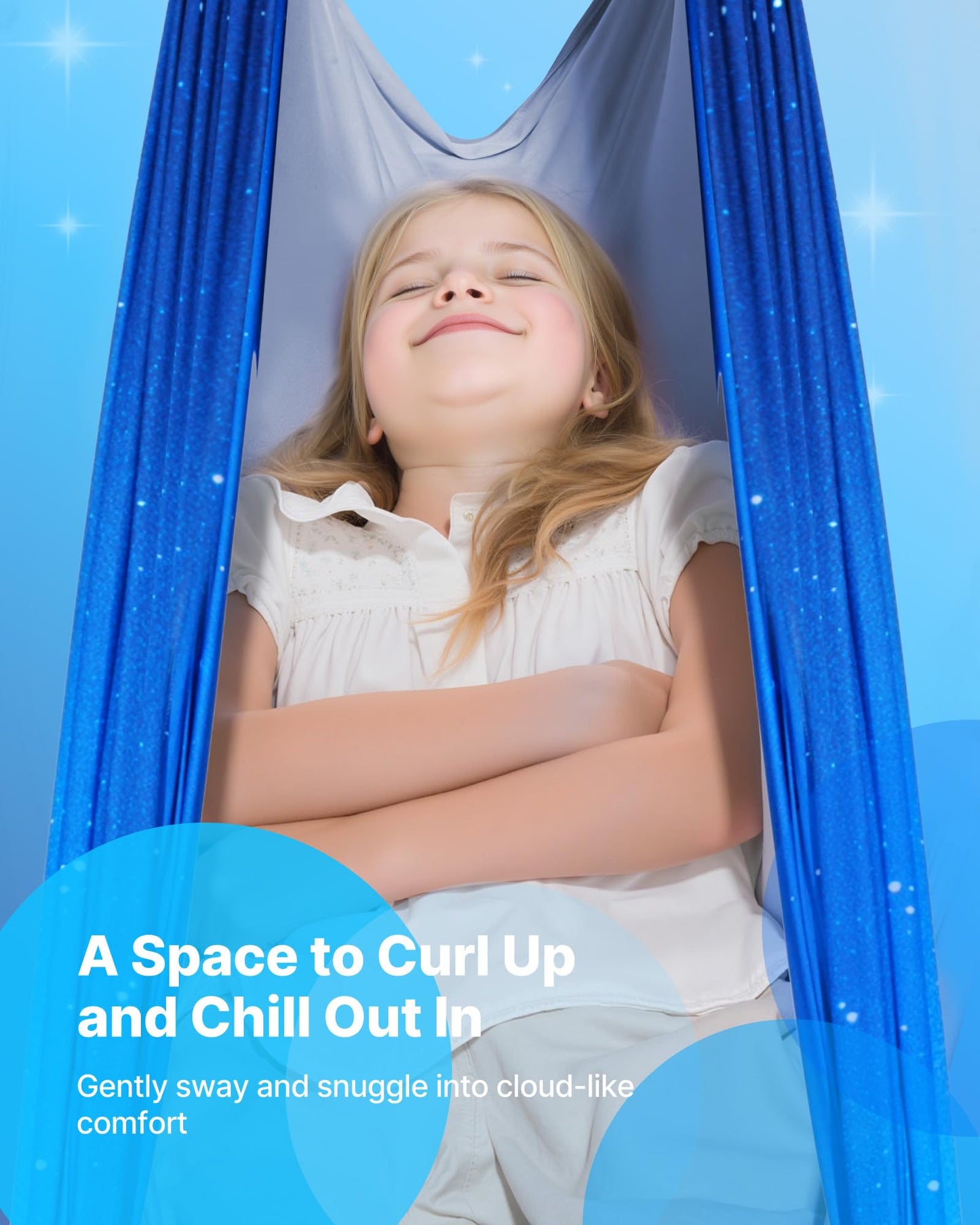 VEVOR Sensory Swing, Double-Layer Fabric Sensorys Hammock, Indoor & Outdoor Sensory Swing with 360° Swivel Hanger, O-Sling, Holds up to 300lbs, Adjustable Aerial Yoga, Hanging Swings for Kids