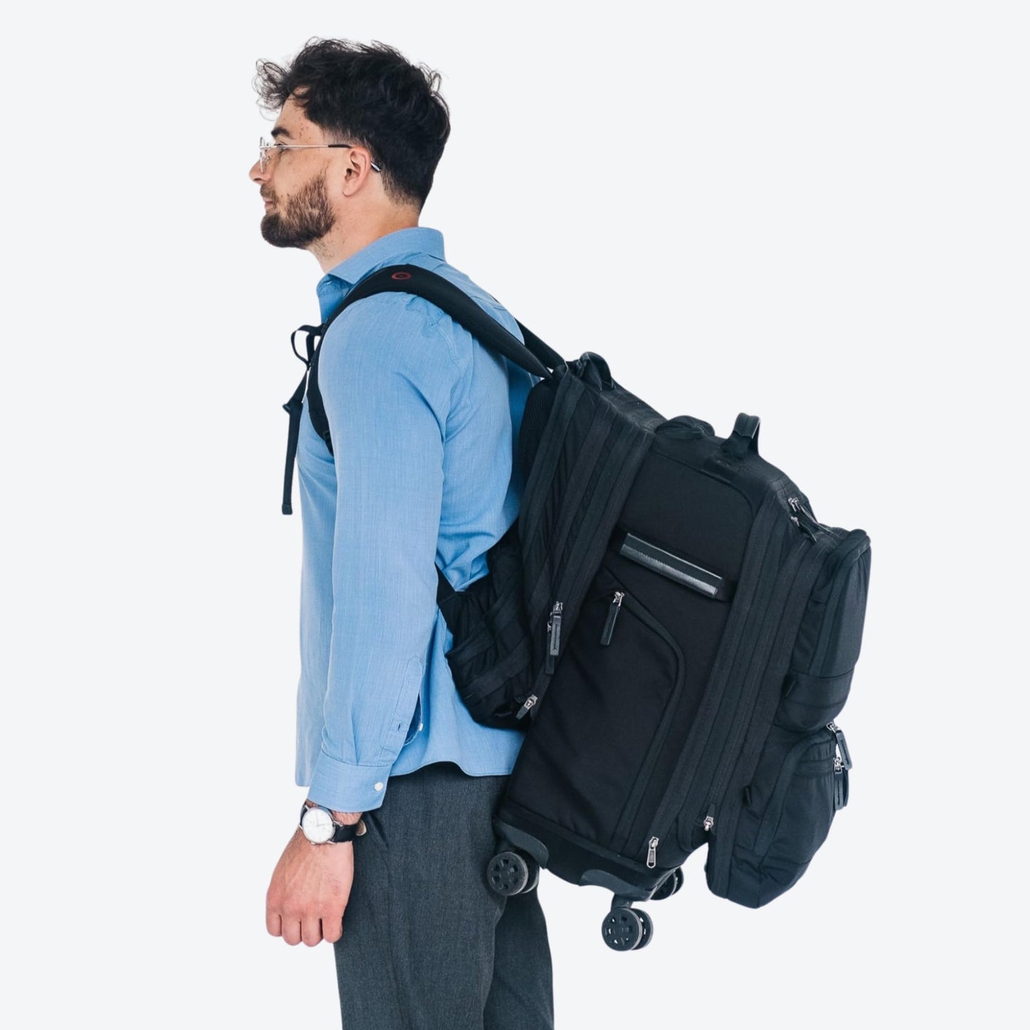 ONLI TRAVEL Trilogy All-In-One Bundle: 3-Part Modular Rolling Pack and 8 Perfect Fit Packing Cubes and a padded hip belt. Get 3 bags in 1 (Zinfandel)