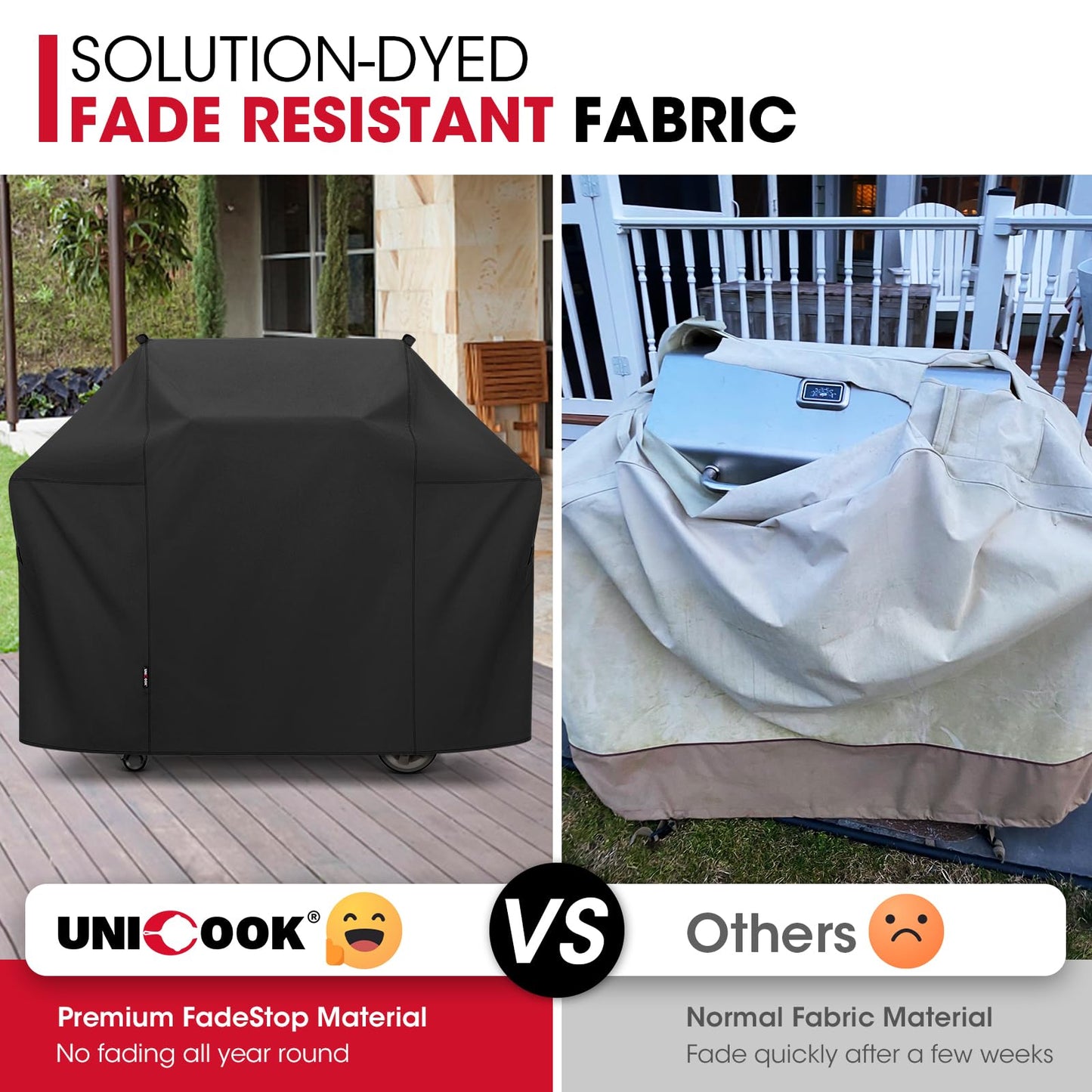 Unicook 58 Inch Grill Cover for Weber Genesis II, LX 300 Series and Genesis 300 Series Gas Grills, Heavy Duty Waterproof Fade Resistant BBQ Cover, All Weather Protection, Compared to Weber 7130