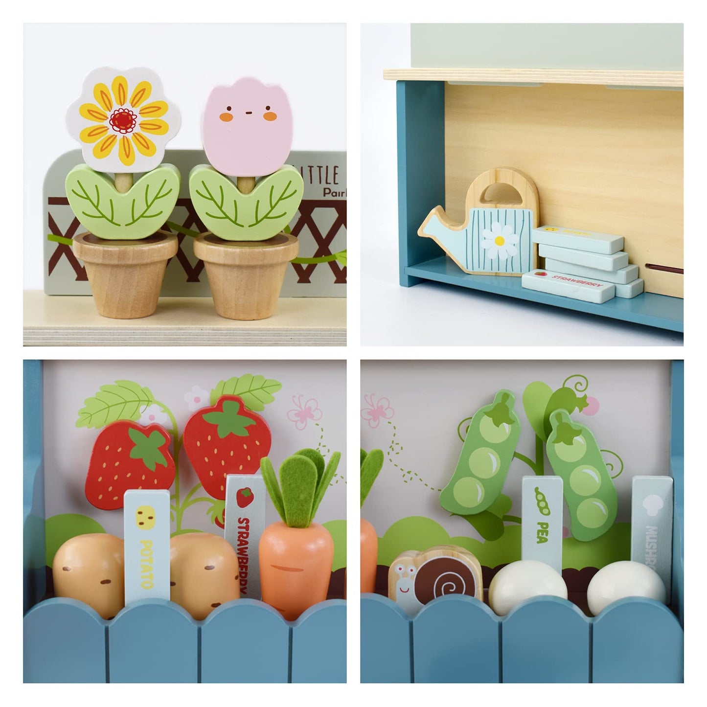 PairPear Montessori Wooden Vegetable Matching Toy – Play Food Garden Set for Toddlers 3+, Preschool Learning Sorting & Farm Pretend Play, Farm Food Recognition & Fine Motor Skills Development