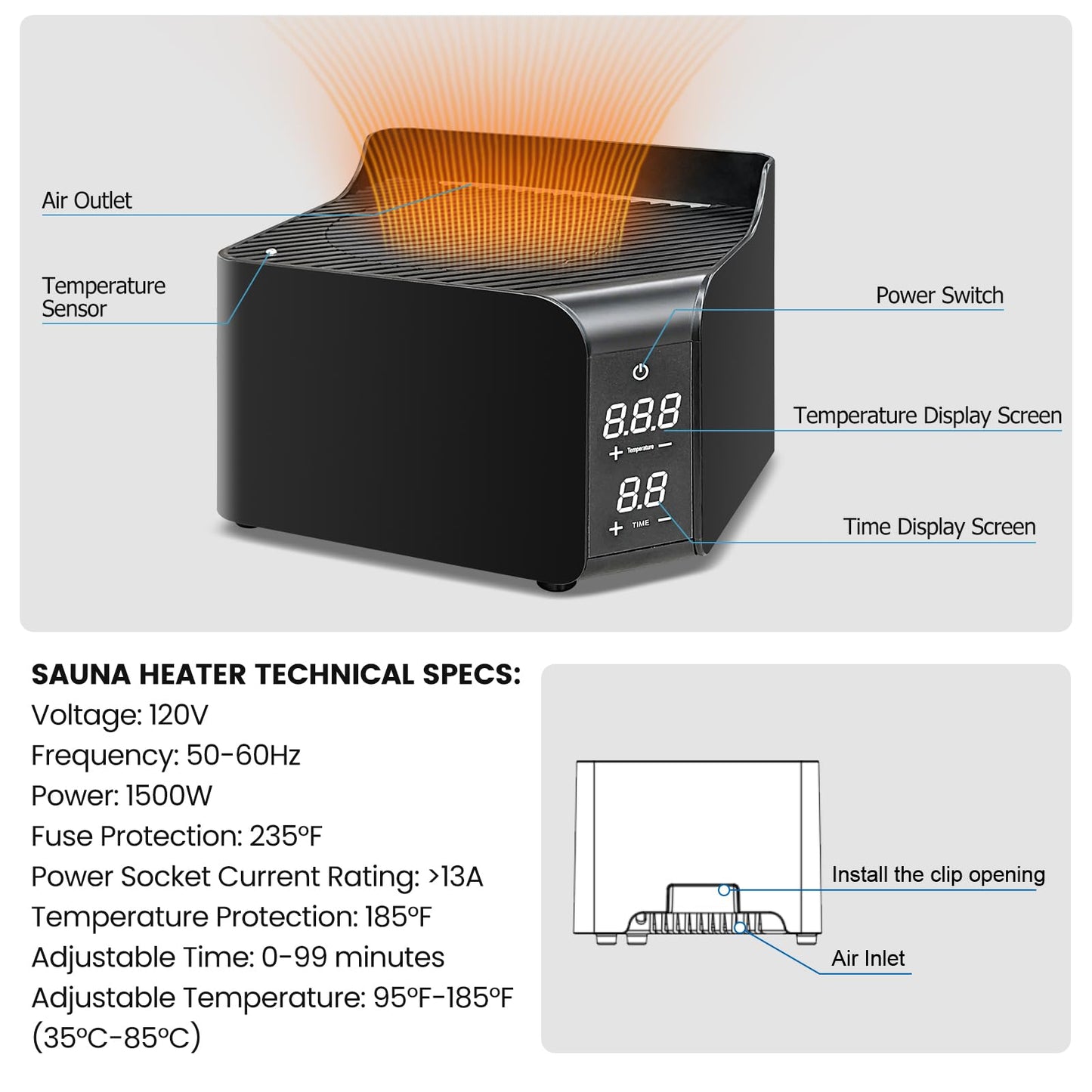 TaTalife Upgraded Hot Air Sauna, Portable Dry Wind Saunas with 660nm Red Light Lamp, Time & 175℉ Temperature Remote Control, Upgraded Comfortable Chair