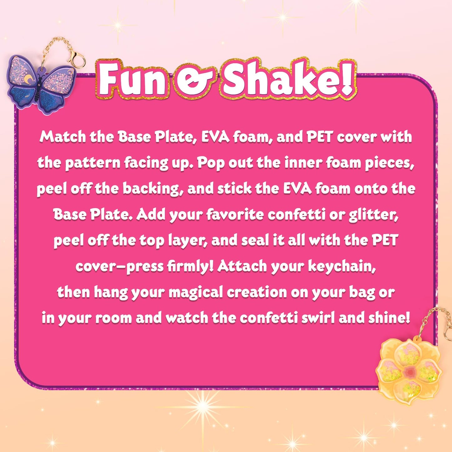 Shake-its Glitter Craft Kits, DIY Art Kit for Kids - Fun Shake Art Supplies, Creative Arts and Crafts Activity Gifts for Girls & Boys Ages 4 5 6 7 8 9 (Flowers & Butterflies)