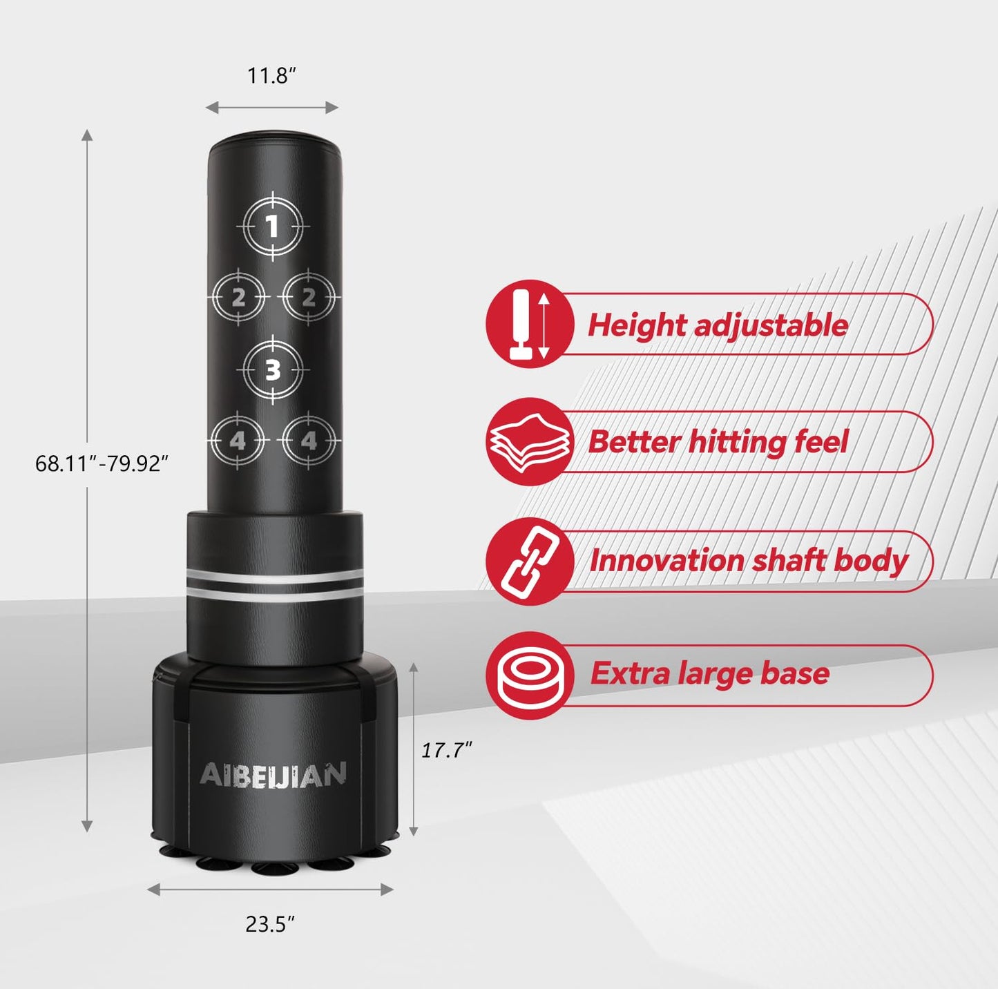 Freestanding Adjustable Punching Bag for Adults - 69" | Black Free Standing Training Heavy Bag with Suction Cup Base | Ideal for Martial Arts, Boxing, Kickboxing and Cardio Workouts