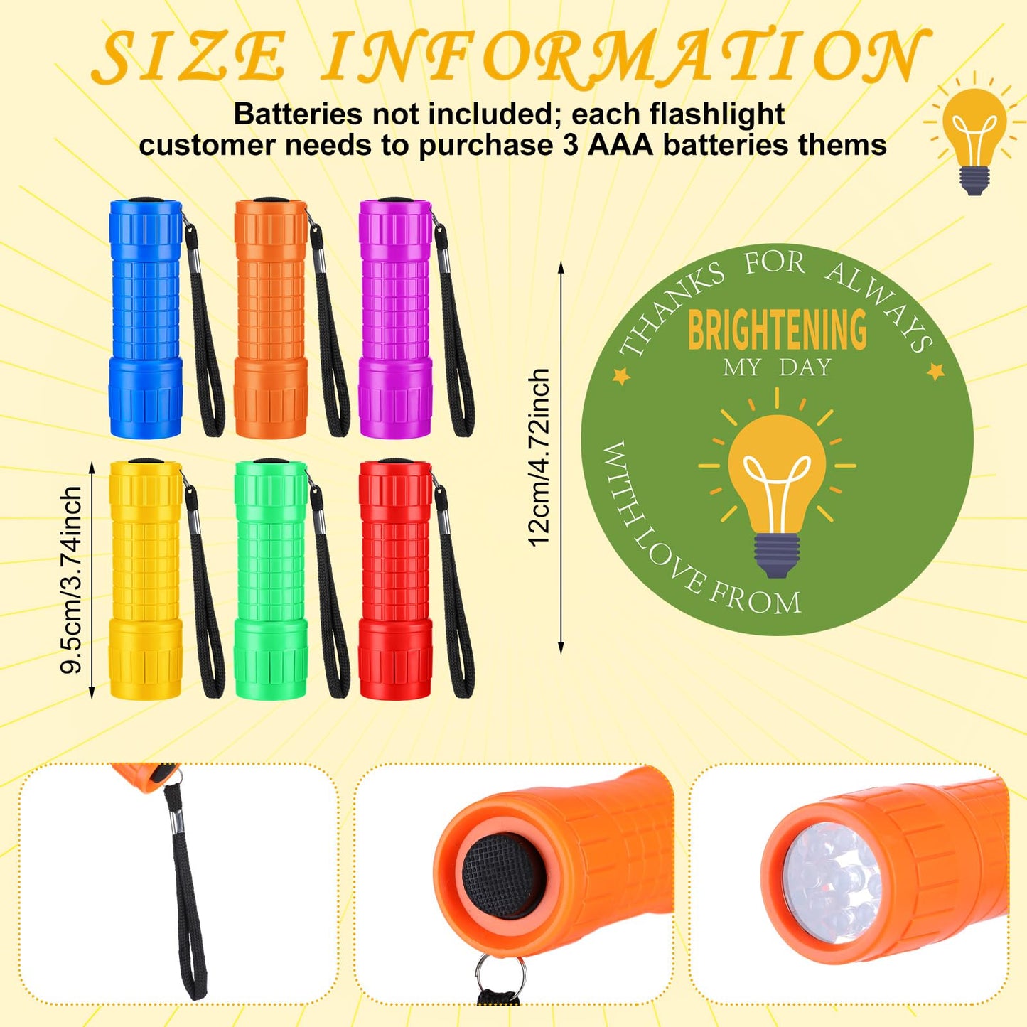 VIHOSE 36 Pcs/12 Set Christian Gifts Bulk You Brightening My Day Flashlights Set 12 LED Lights 12 Bible Verse Cards 12 Bags for Religious Church VBS Sunday School Classroom Reward Exchange Gift