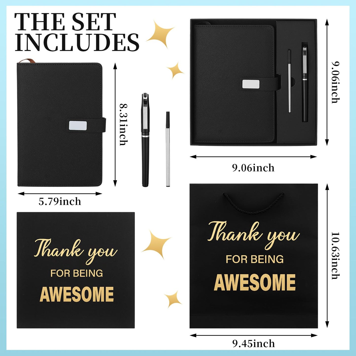 Sayglossy Thank You Gifts for Women Men, Employee Appreciation Gift for Coworkers, Thank You for Being Awesome Notebook and Pen Gift Box for Office, Coworker, Employee, Teacher, Nurse