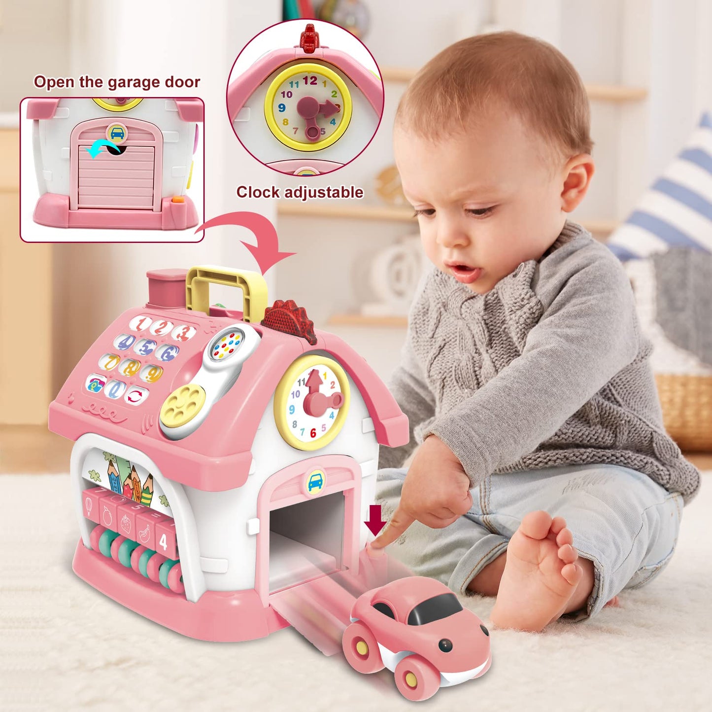 Montessori Toys for 1+ Year Olds Girl Gifts - 8-in-1 Musical Learning House Baby Toy 6-12 12-18 Months, Toddler Toys Age 1, 2 Year Old Girl Birthday Gifts