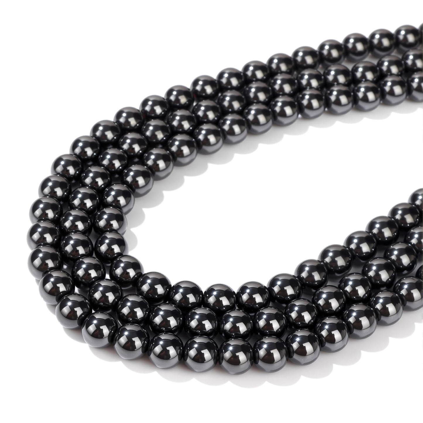 Risyfjew 50PCS 8mm Natural Hematite Beads Gemstone Round Loose Beads for Jewelry Making Chakra Crystal Stone Beads for Bracelets Necklace Earrings Making Supplies (50pcs/Strand)